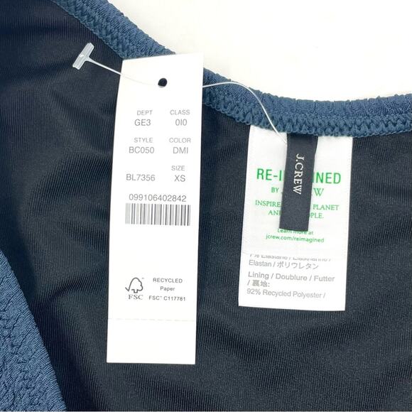 NEW J. Crew Textured Curved-waist Cheeky Bikini Bottom Blue Women’s XS BC050 $59 - Picture 4 of 10